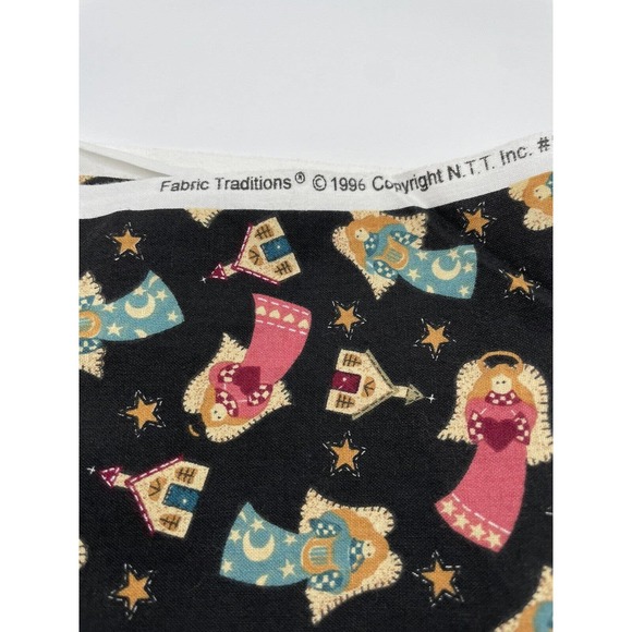 Fabric Traditions 1996 Angels Christmas Fabric Black 21” x 43” - Picture 2 of 2